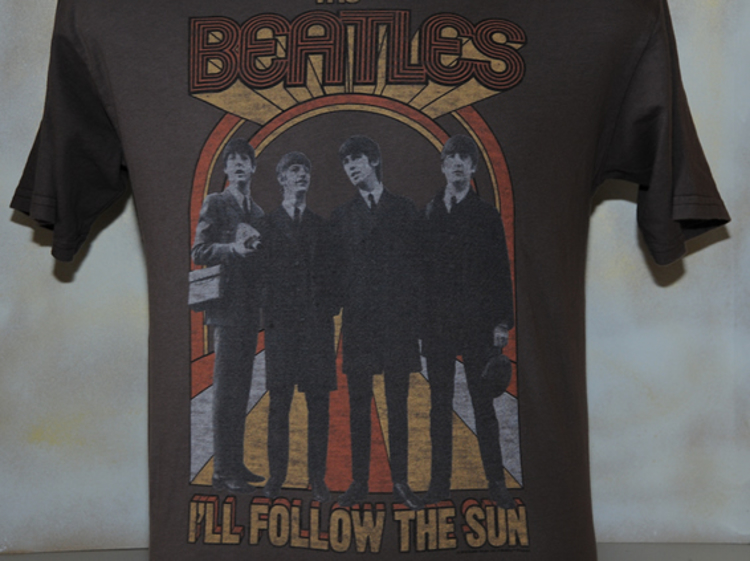 Picture of Beatles T-Shirt: Junk Food Men's Brown "I'll Follow the Sun"