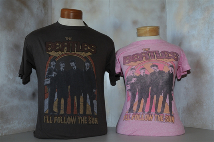 Picture of Beatles T-Shirt: Junk Food Men's Brown "I'll Follow the Sun"