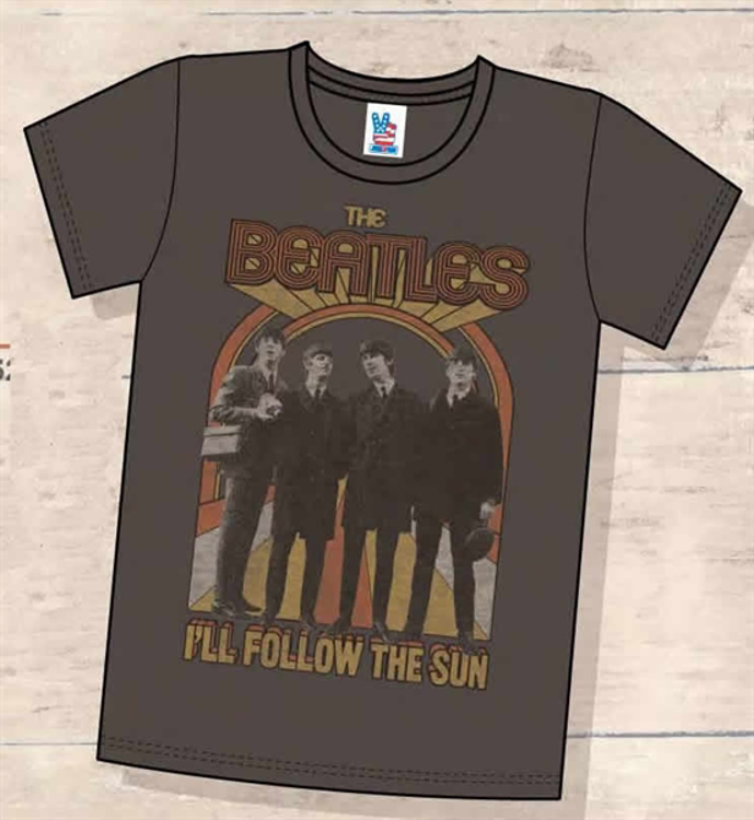 Picture of Beatles T-Shirt: Junk Food Men's Brown "I'll Follow the Sun"