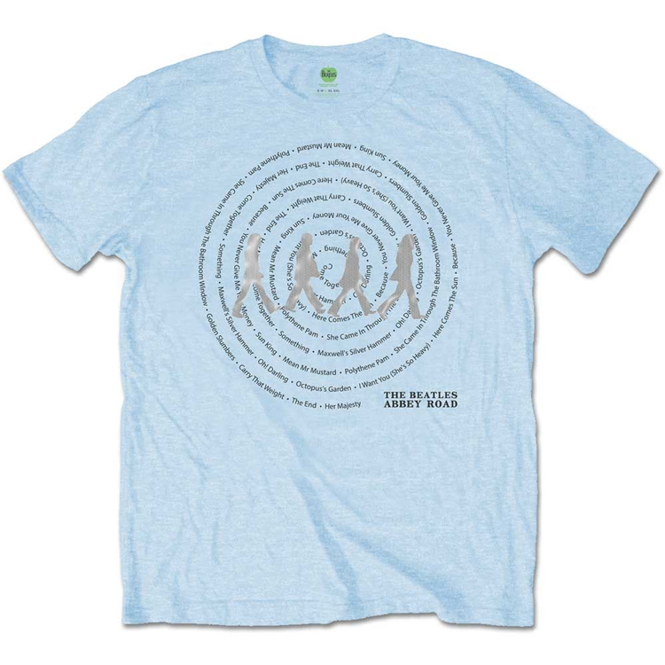 Picture of Beatles Adult T-Shirt: Abbey Road Song Swirl (Blue)