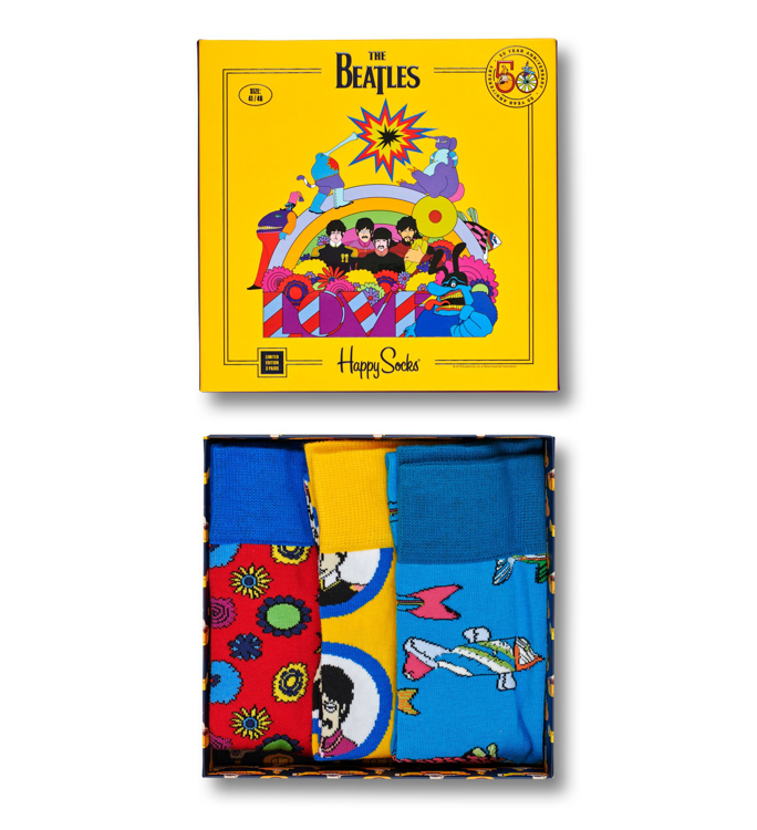 Picture of Beatles Socks: Happy Socks Unisex EP SIZE BOXSET 3 pairs of Yellow Submarine Socks