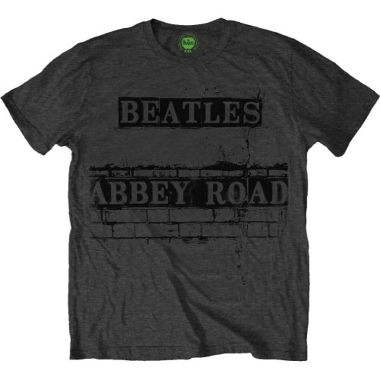 Picture of Beatles Adult T-Shirt: Abbey Road Sign Bricked Grey