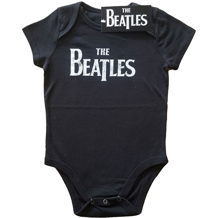 Picture of Beatles Onesie: Baby Drop T Black & White Distressed 3m -24m