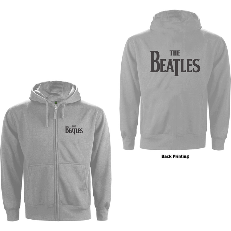 Picture of Beatles Hoodie: Unisex Zipped Drop T Logo Back Print Grey