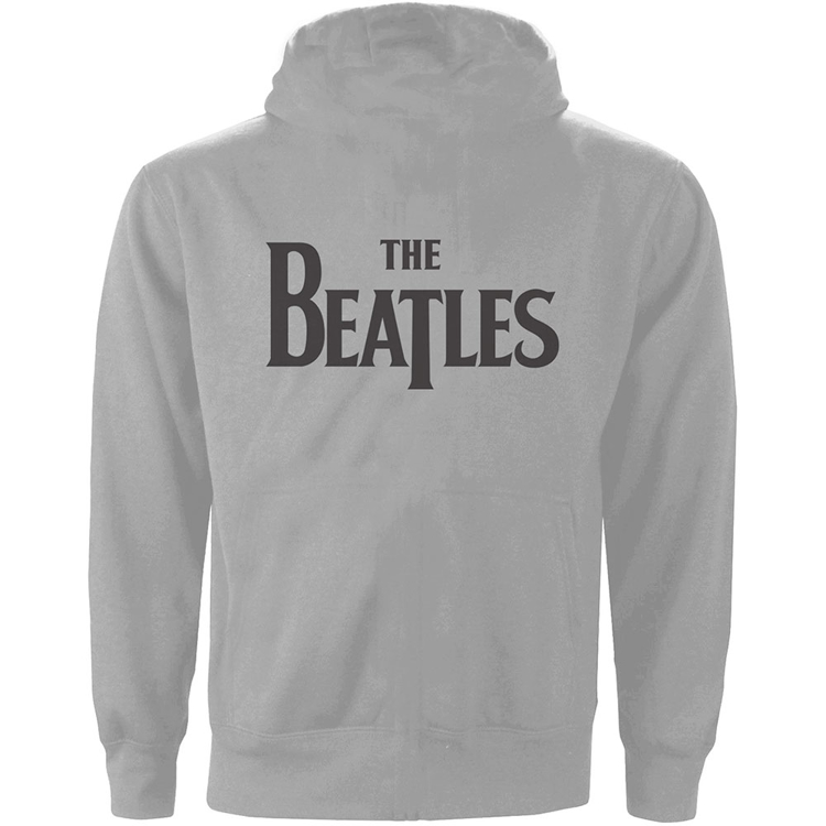 Picture of Beatles Hoodie: Unisex Zipped Drop T Logo Back Print Grey