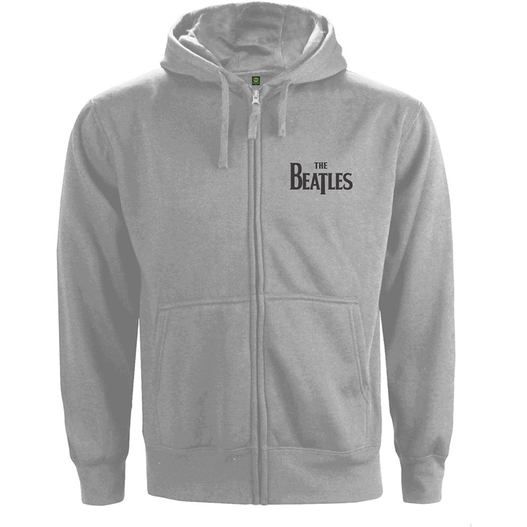 Picture of Beatles Hoodie: Unisex Zipped Drop T Logo Back Print Grey