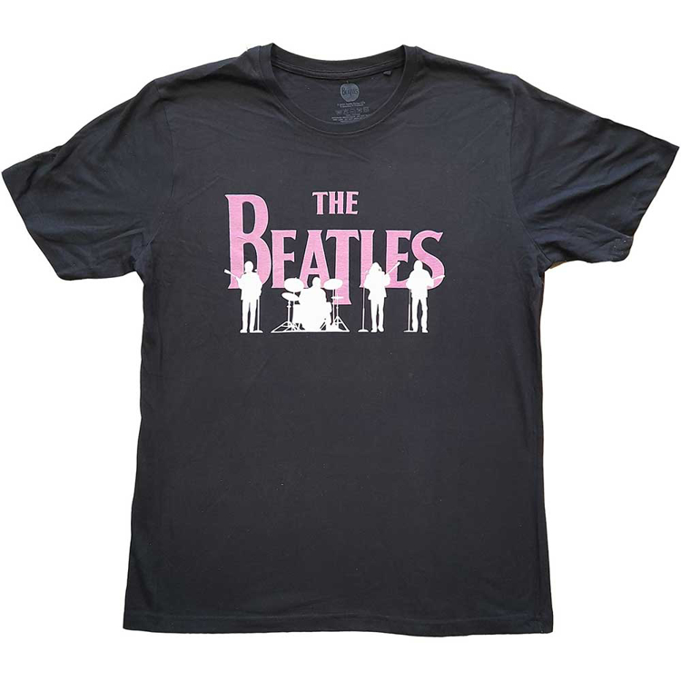 Picture of Beatles Adult T-Shirt: The Band Silhouettes (Puff Print) Pink