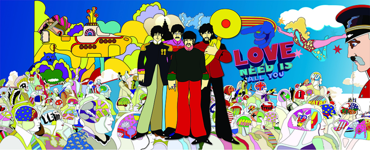 Picture of Beatles Lamp Shades: Beatles Yellow Submarine Love