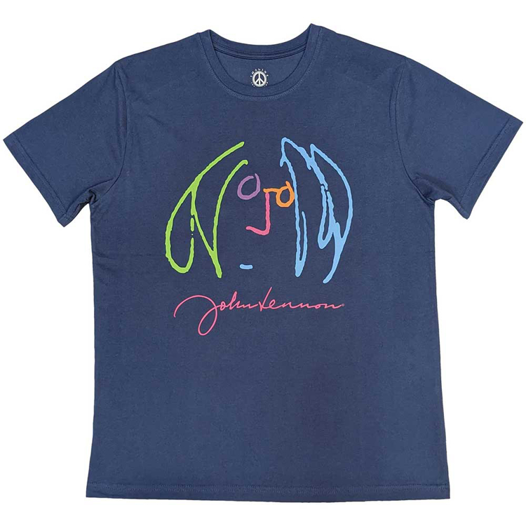 Picture of Beatles Adult T-Shirt: John Lennon Imagine Self Portrait Classic Blue